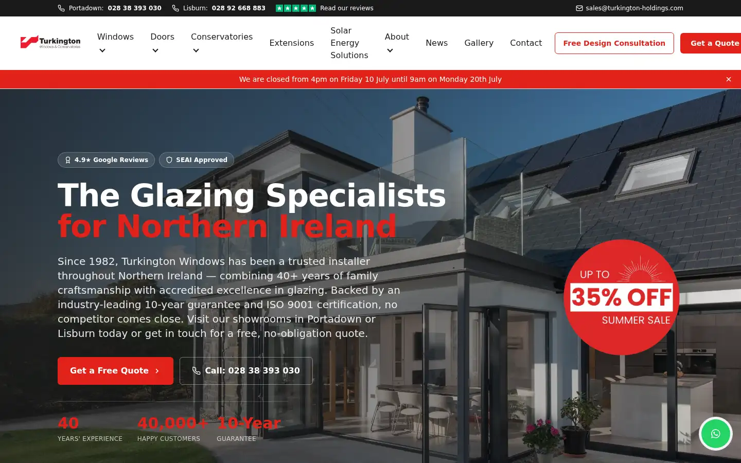 Screenshot of turkington-windows.com