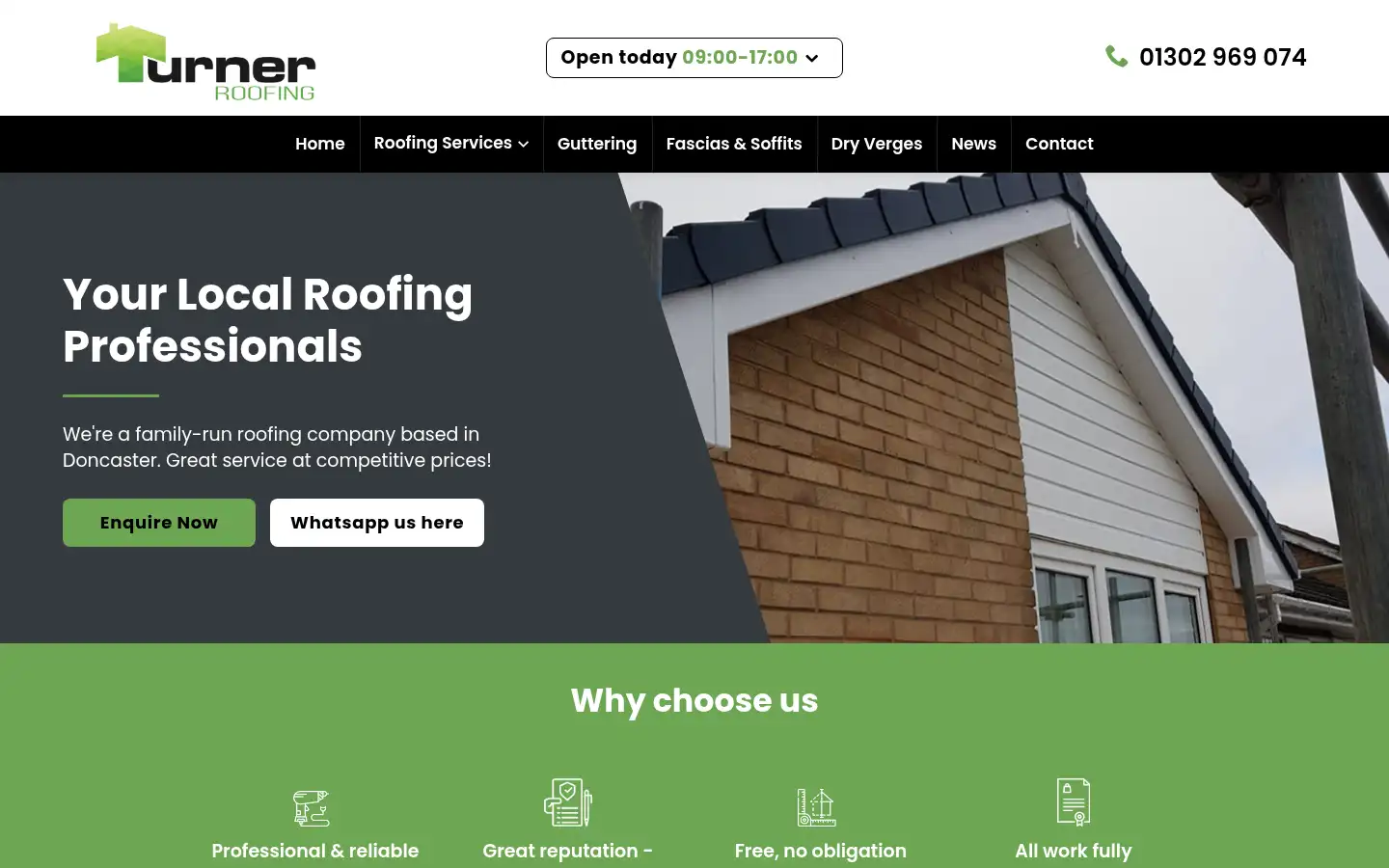Screenshot of turner-roofing.co.uk