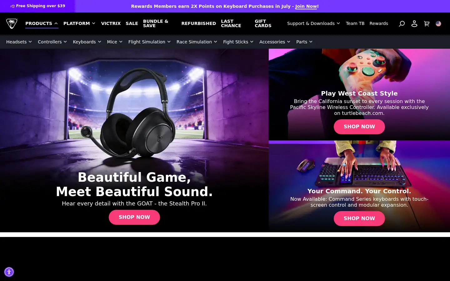 Screenshot of turtlebeach.com