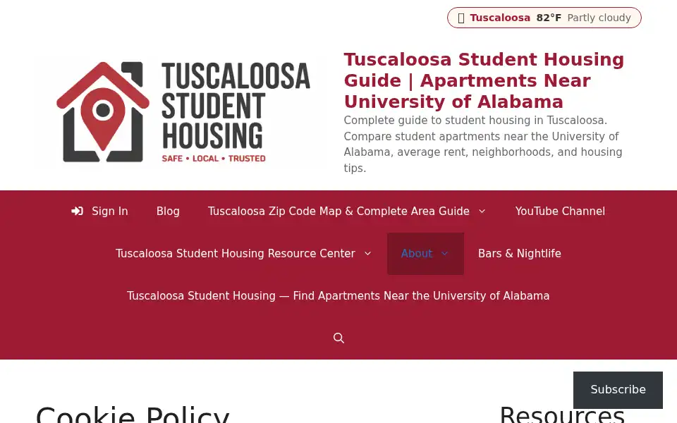 Screenshot of tuscaloosastudenthousing.com