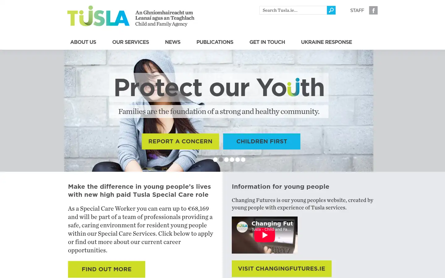 Screenshot of tusla.ie