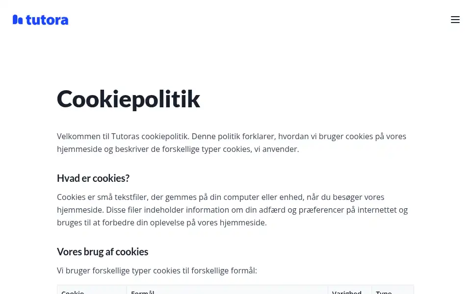 Screenshot of tutora.dk