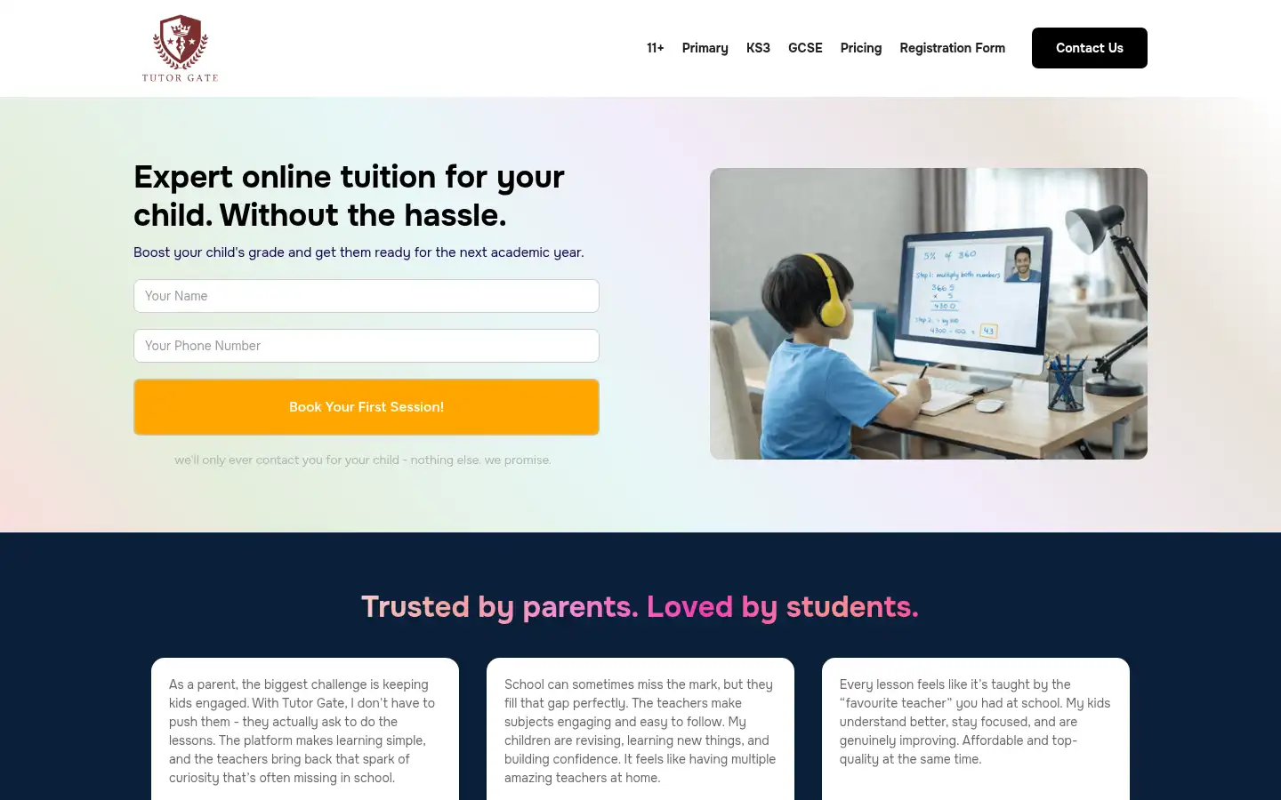 Screenshot of tutorgate.co.uk