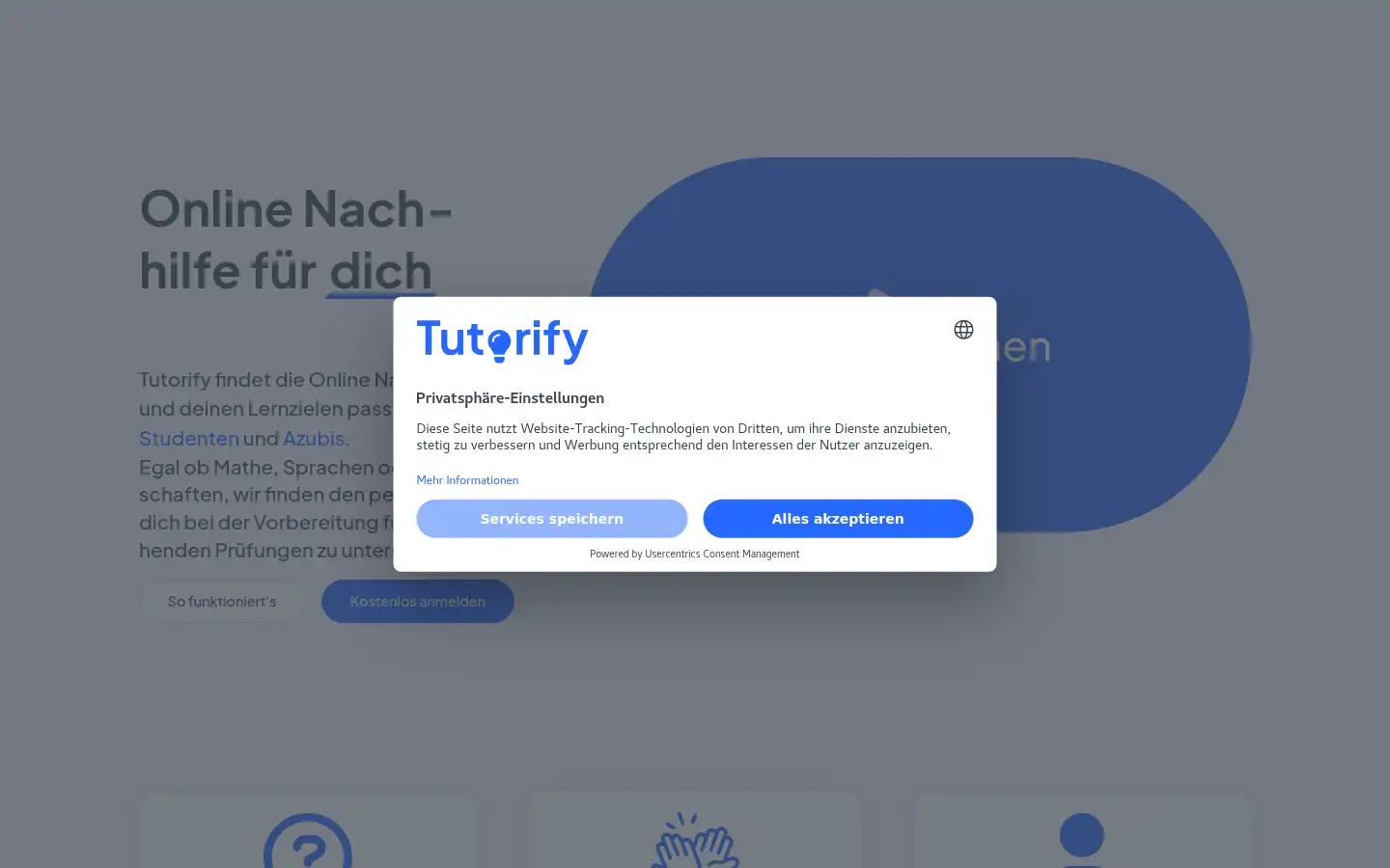 Screenshot of tutorify.eu