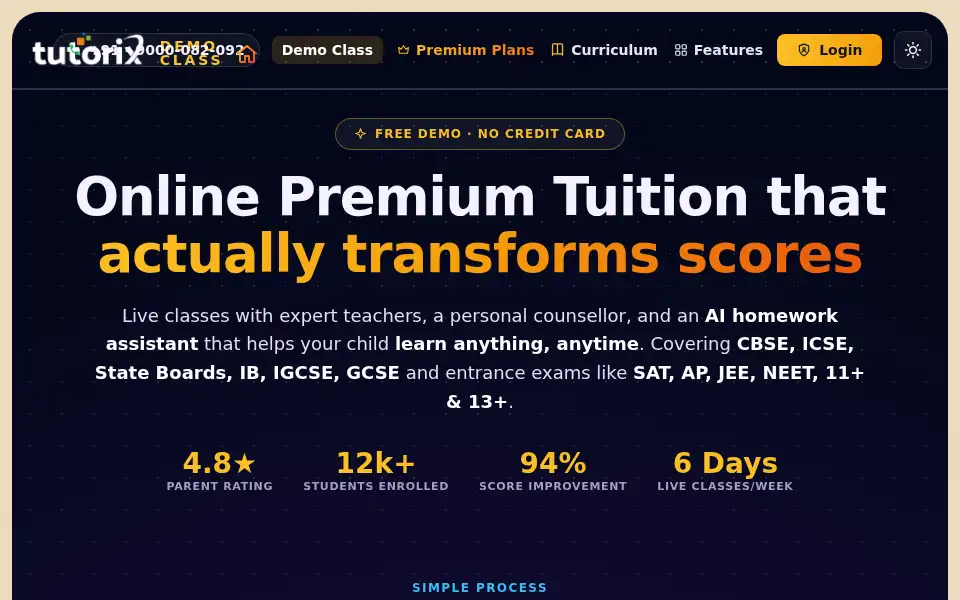 Screenshot of tutorix.com