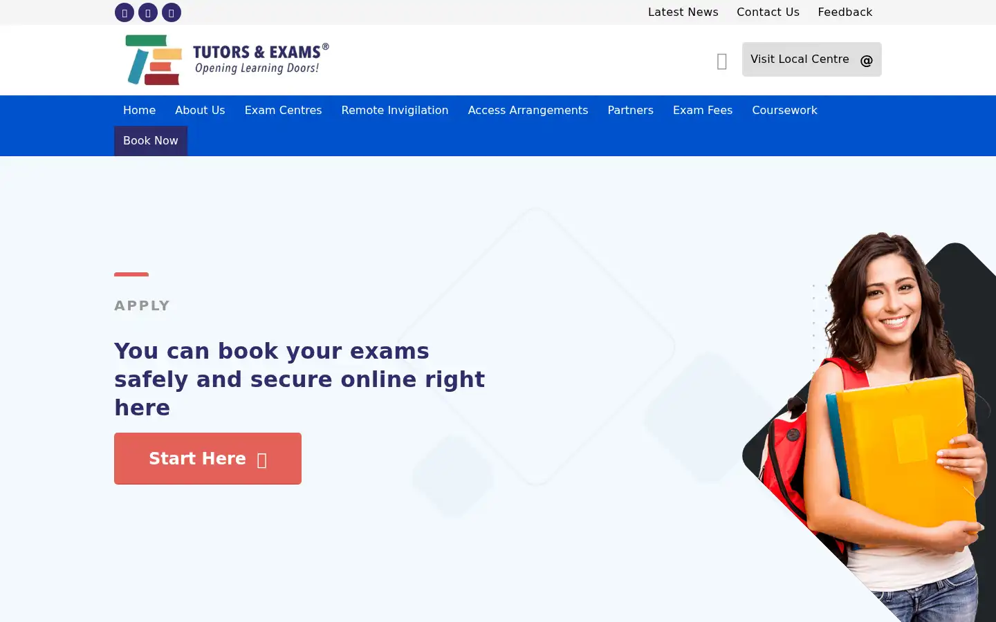 Screenshot of tutorsandexams.uk