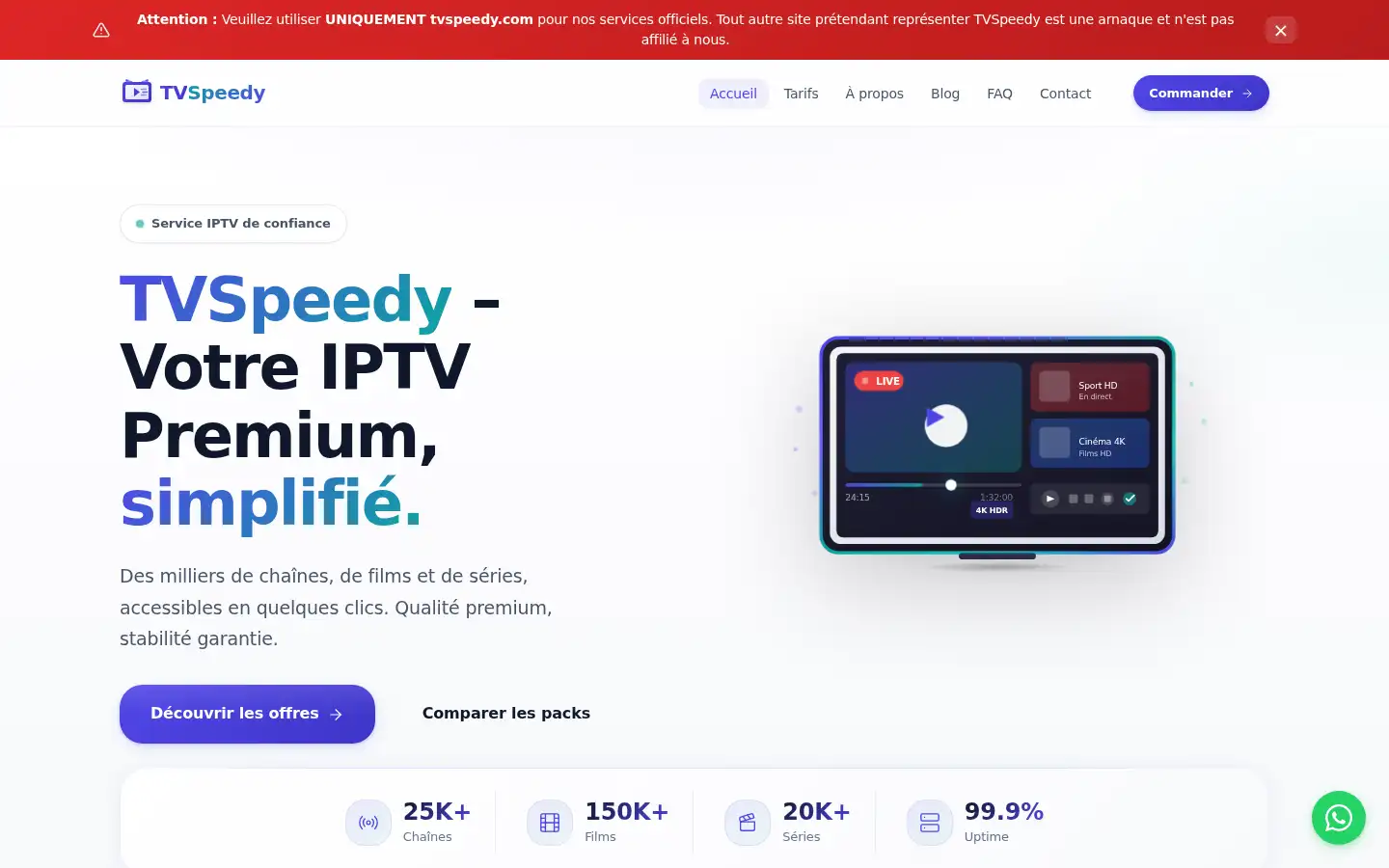 Screenshot of tvspeedy.com