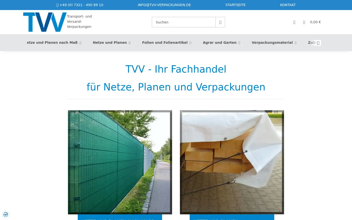 Screenshot of tvv-verpackungen.de
