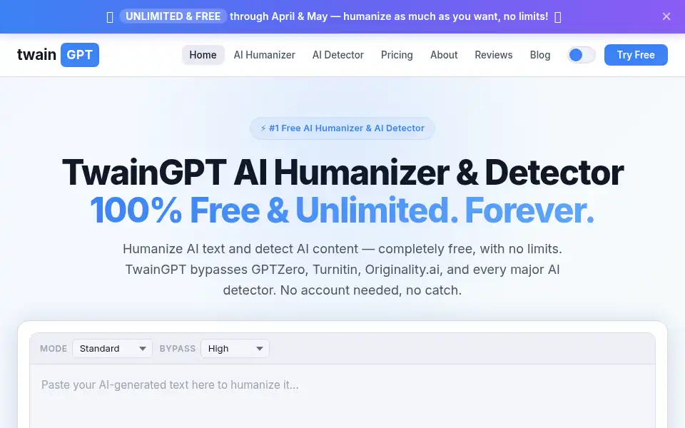 Screenshot of twaingpt.ai
