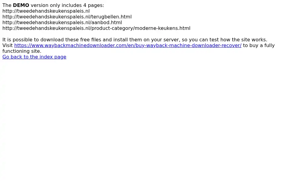 Screenshot of tweedehandskeukenspaleis.nl