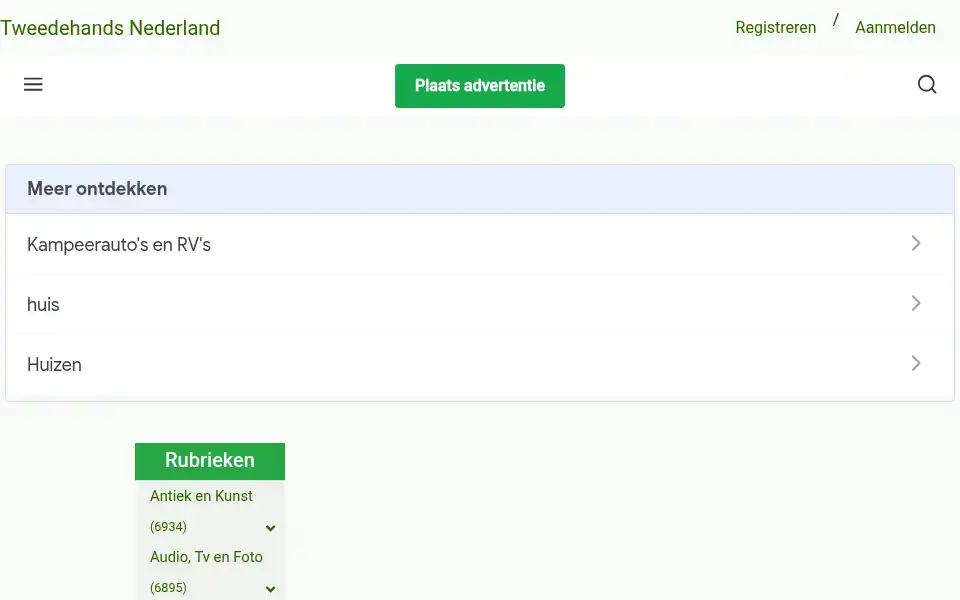 Screenshot of tweedehandsnederland.nl