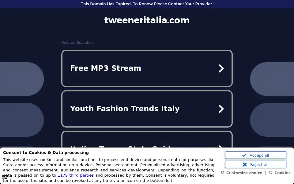 Screenshot of tweeneritalia.com