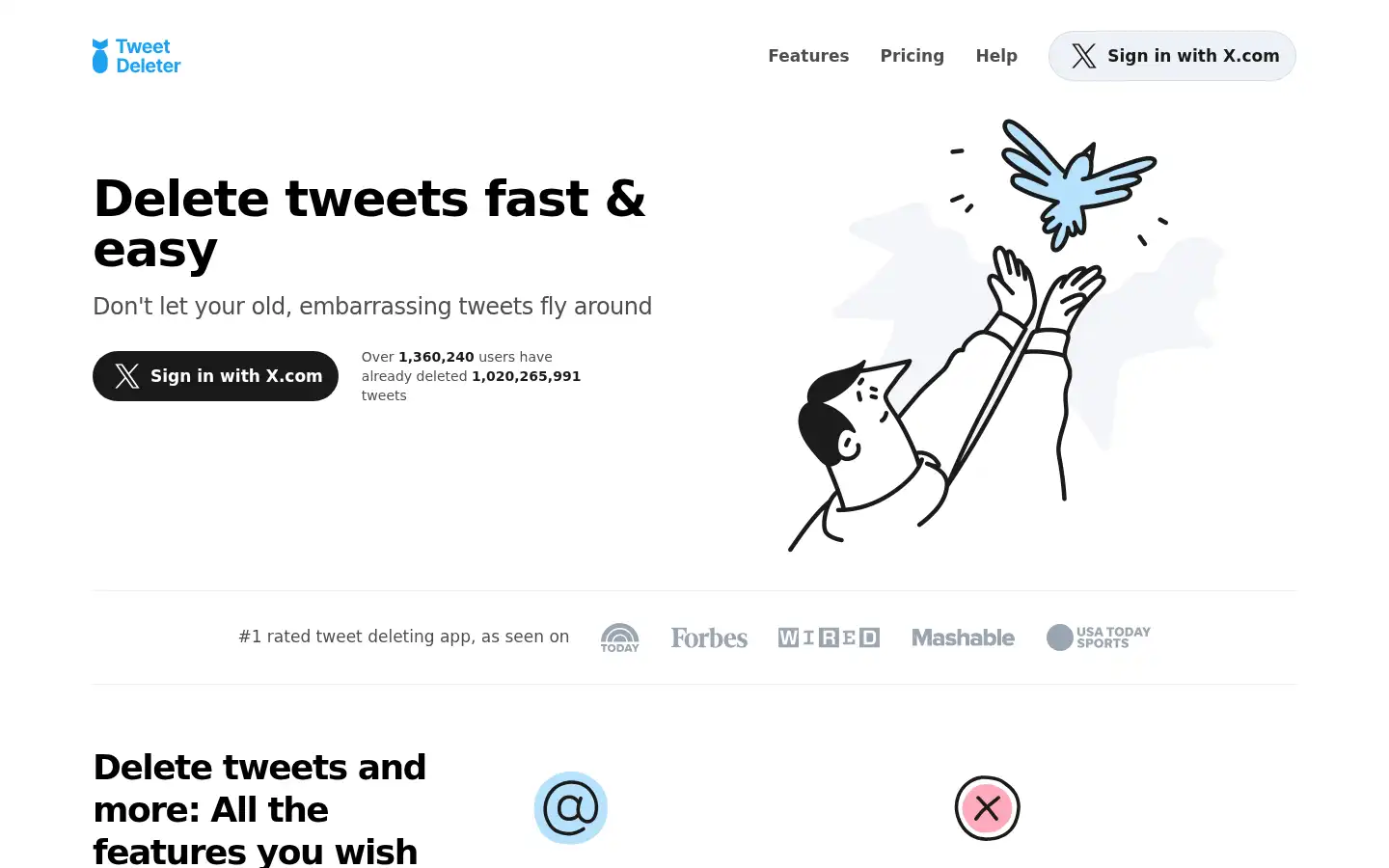 Screenshot of tweetdeleter.com