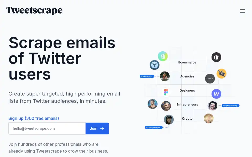 Screenshot of tweetscrape.com