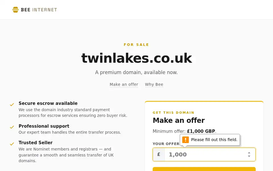 Screenshot of twinlakes.co.uk