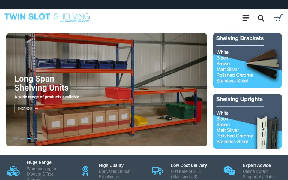 Screenshot of twinslotshelving.co.uk