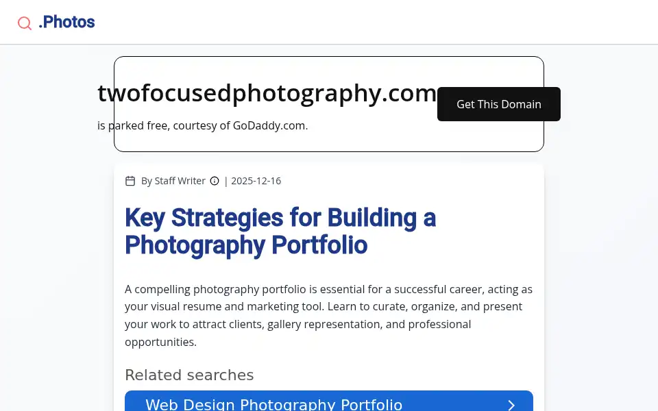 Screenshot of twofocusedphotography.com