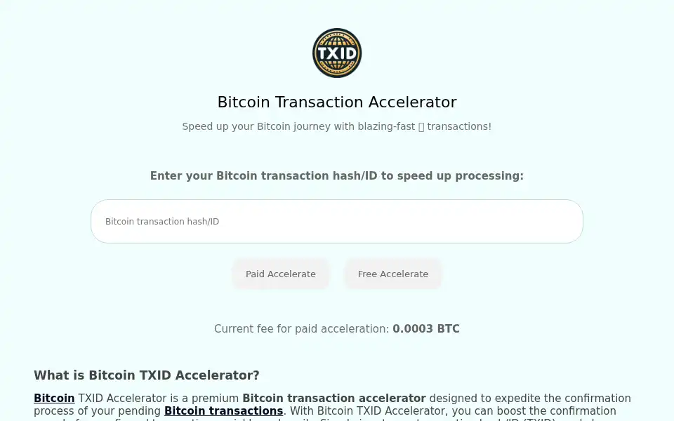 Screenshot of txidaccelerator.com