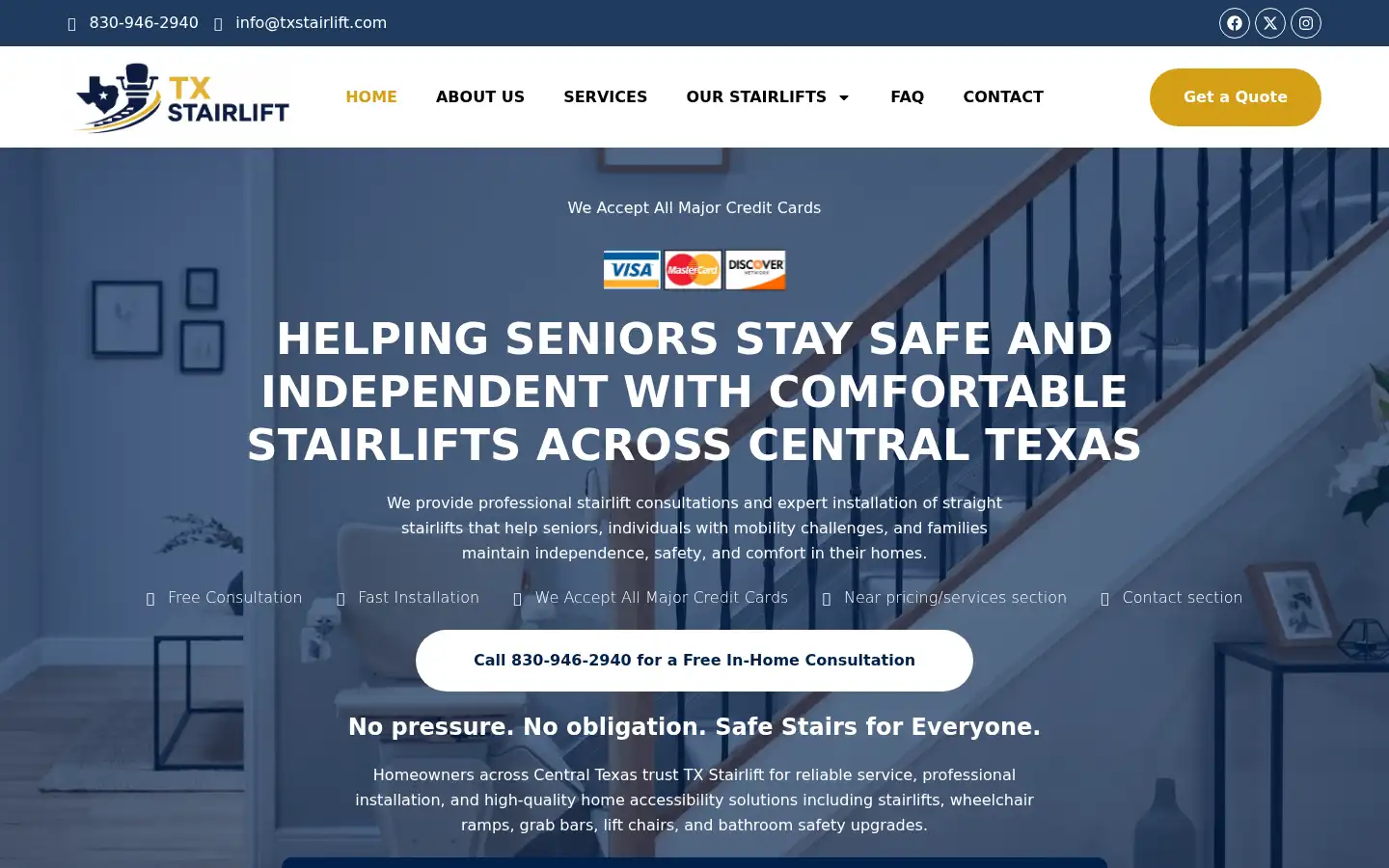 Screenshot of txstairlift.com
