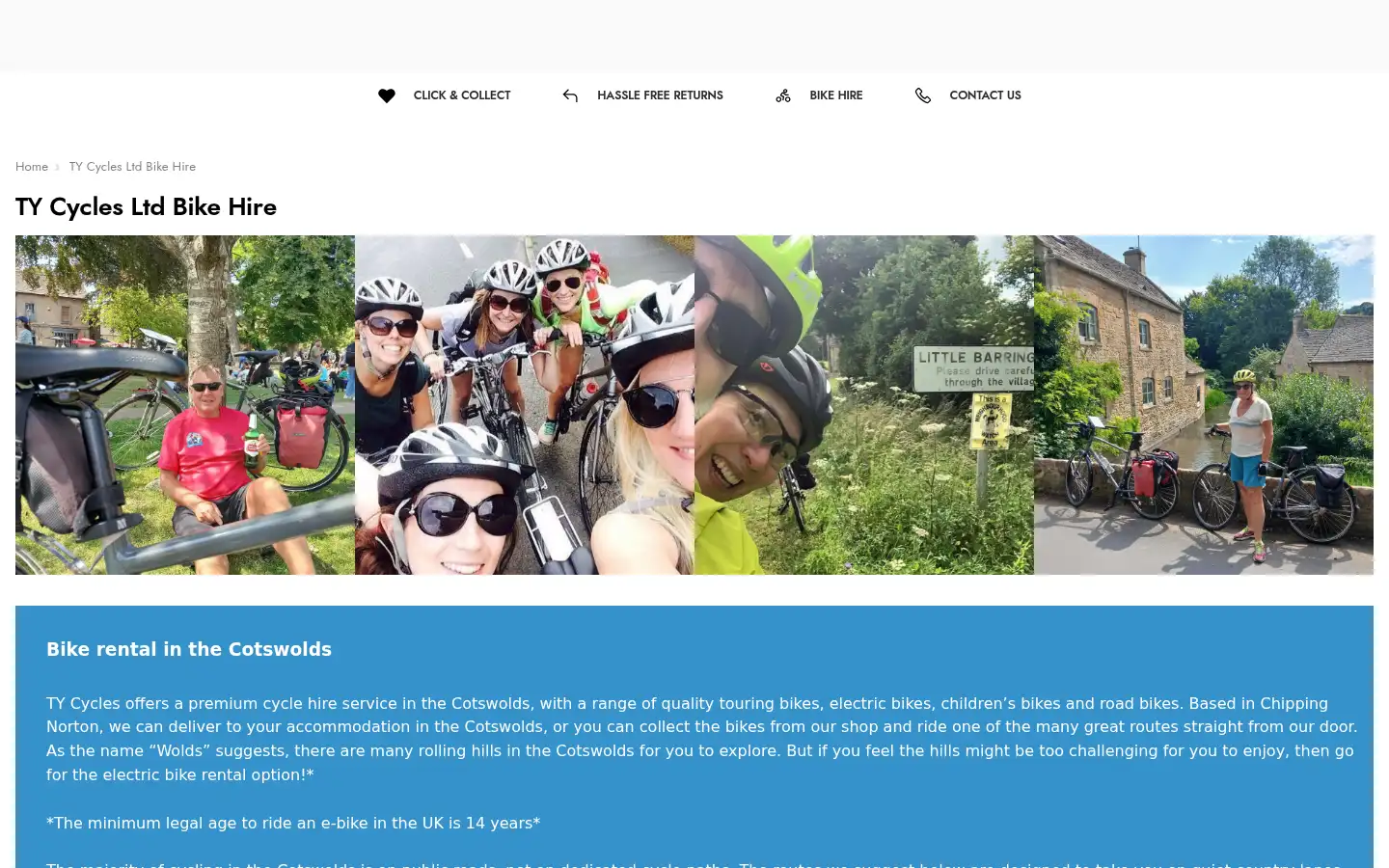 Screenshot of tycycles.co.uk