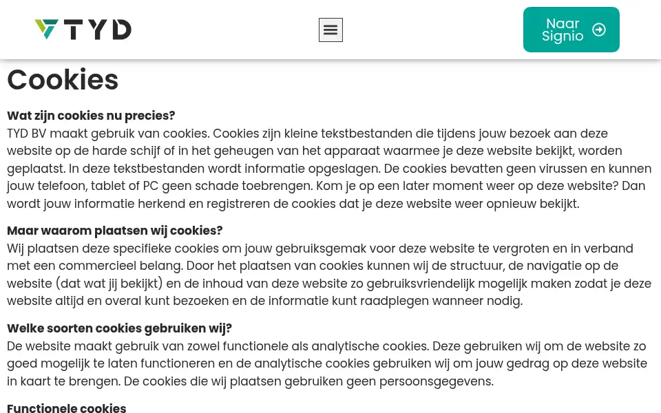 Screenshot of tyd.nl