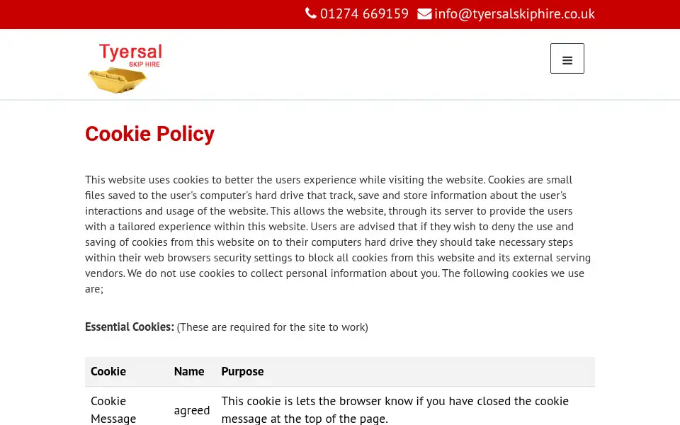 Screenshot of tyersalskiphire.co.uk