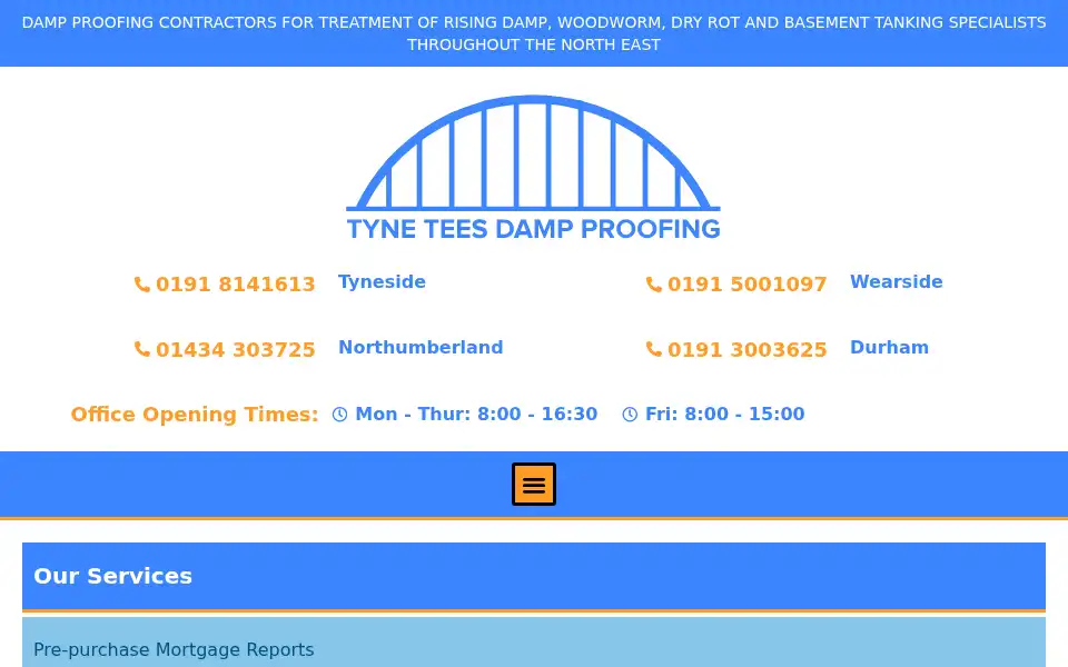 Screenshot of tyneteesdampproofing.co.uk