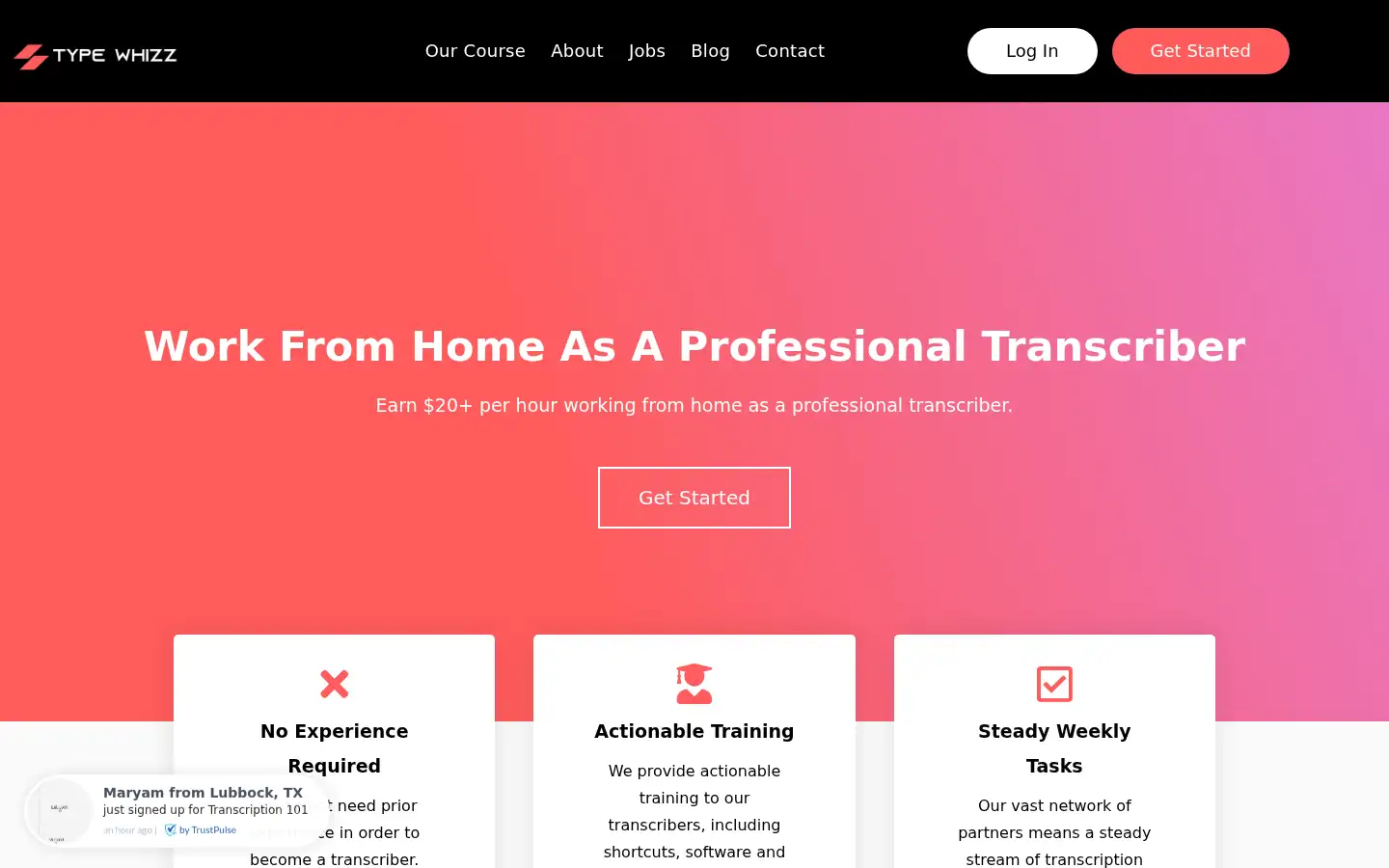 Screenshot of typewhizz.co.uk