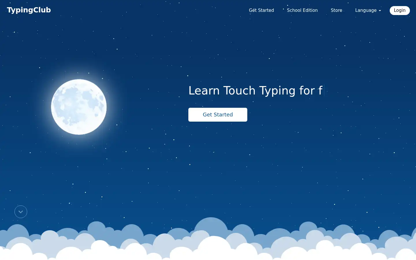 Screenshot of typingclub.com