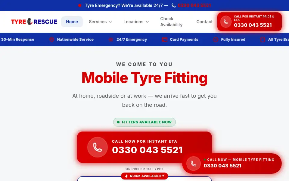 Screenshot of tyre-rescue.co.uk