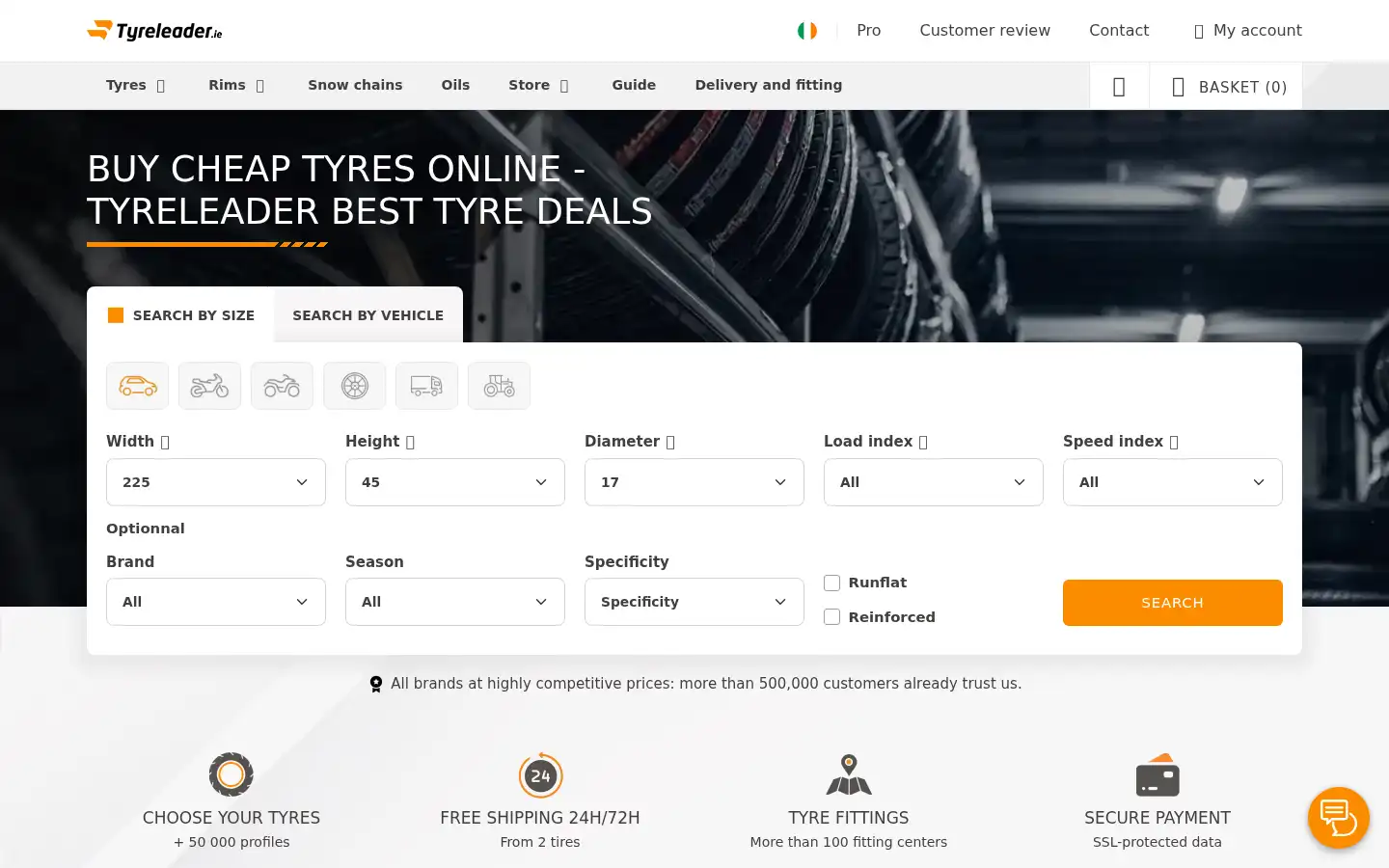 Screenshot of tyreleader.ie