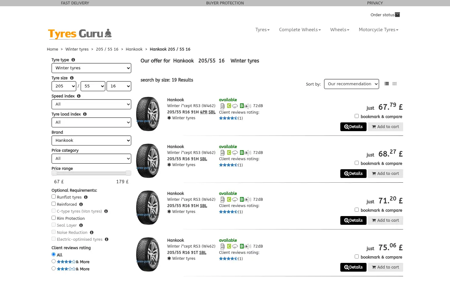 Screenshot of tyres-guru.co.uk