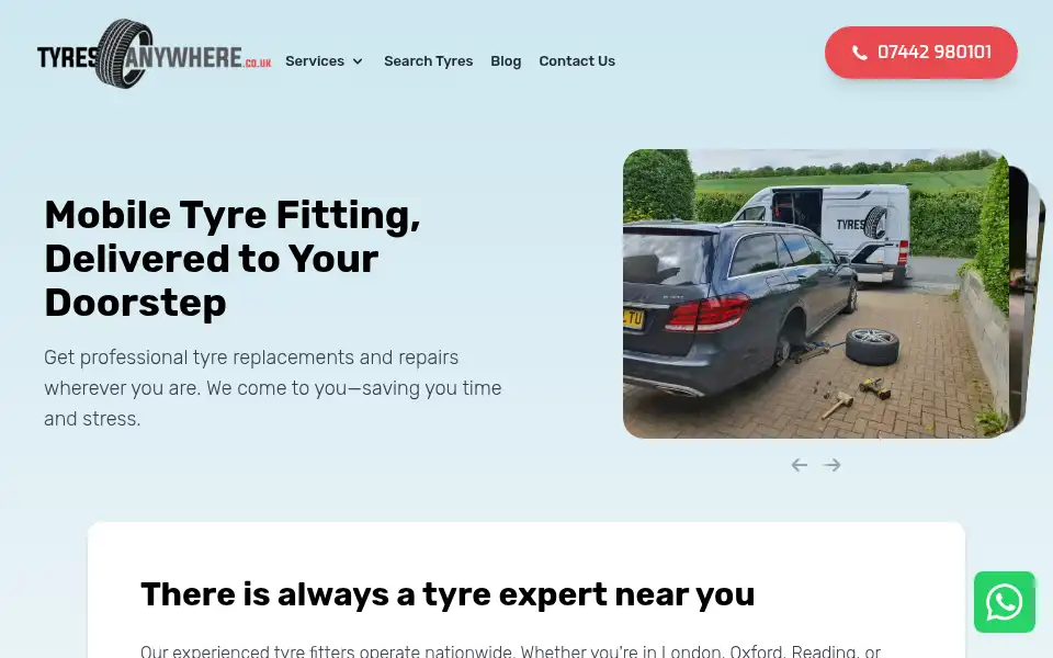 Screenshot of tyresanywhere.co.uk