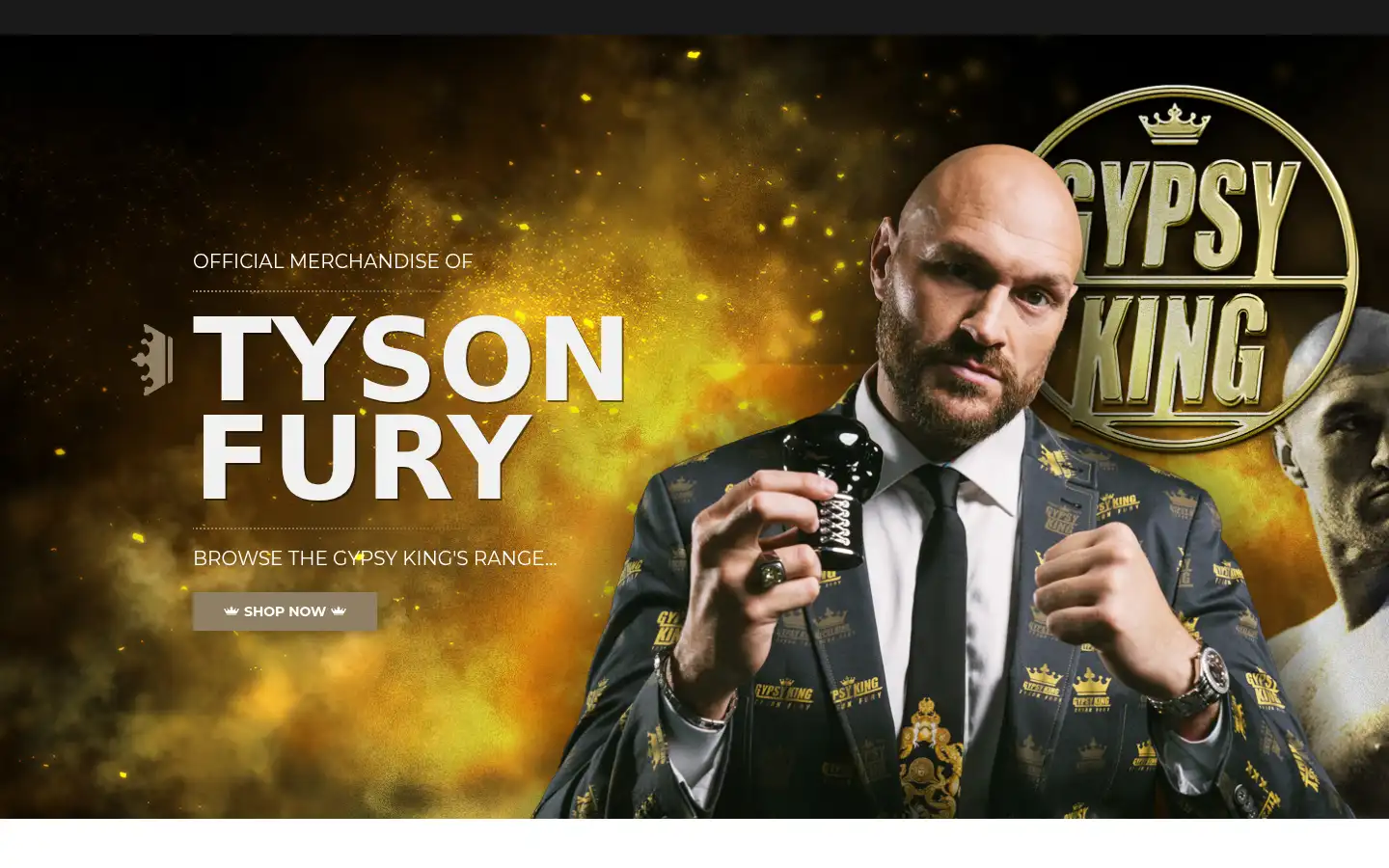 Screenshot of tysonfuryofficialmerchandise.com