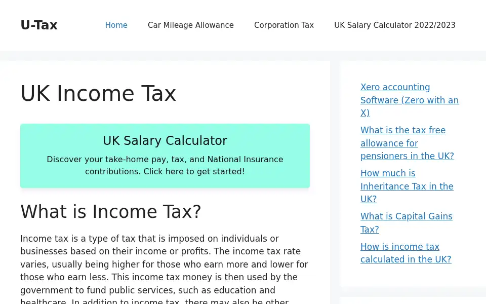 Screenshot of u-tax.co.uk
