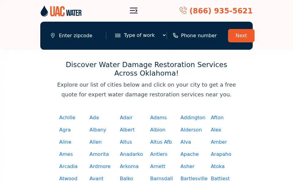 Screenshot of uacwater.com