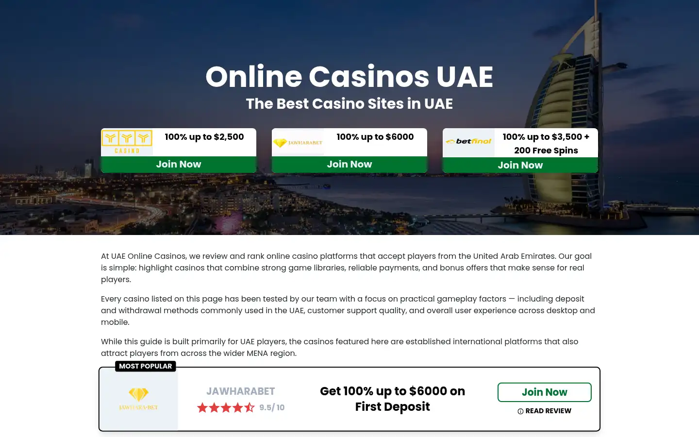 Screenshot of uae-onlinecasinos.com