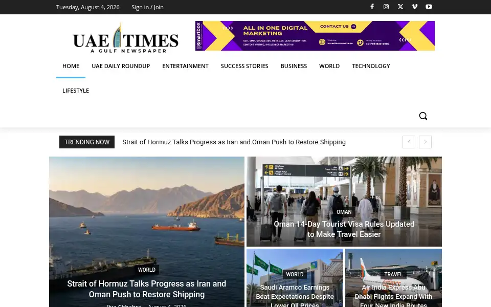 Screenshot of uaetimes.ae