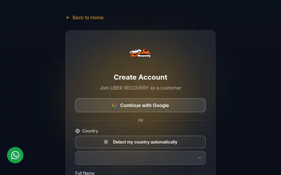 Screenshot of uberrecovery.co.uk