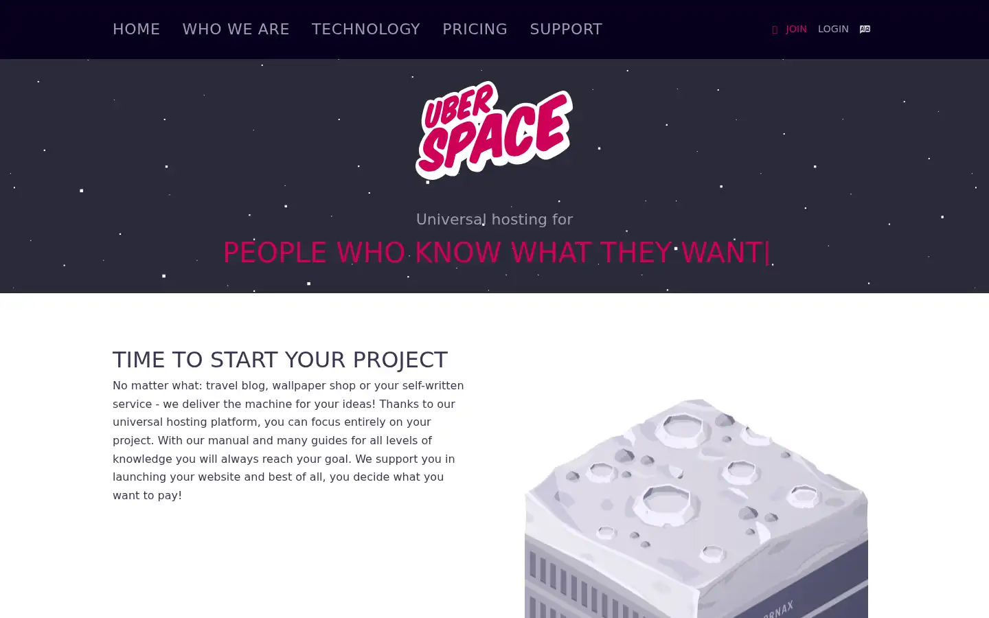 Screenshot of uberspace.de