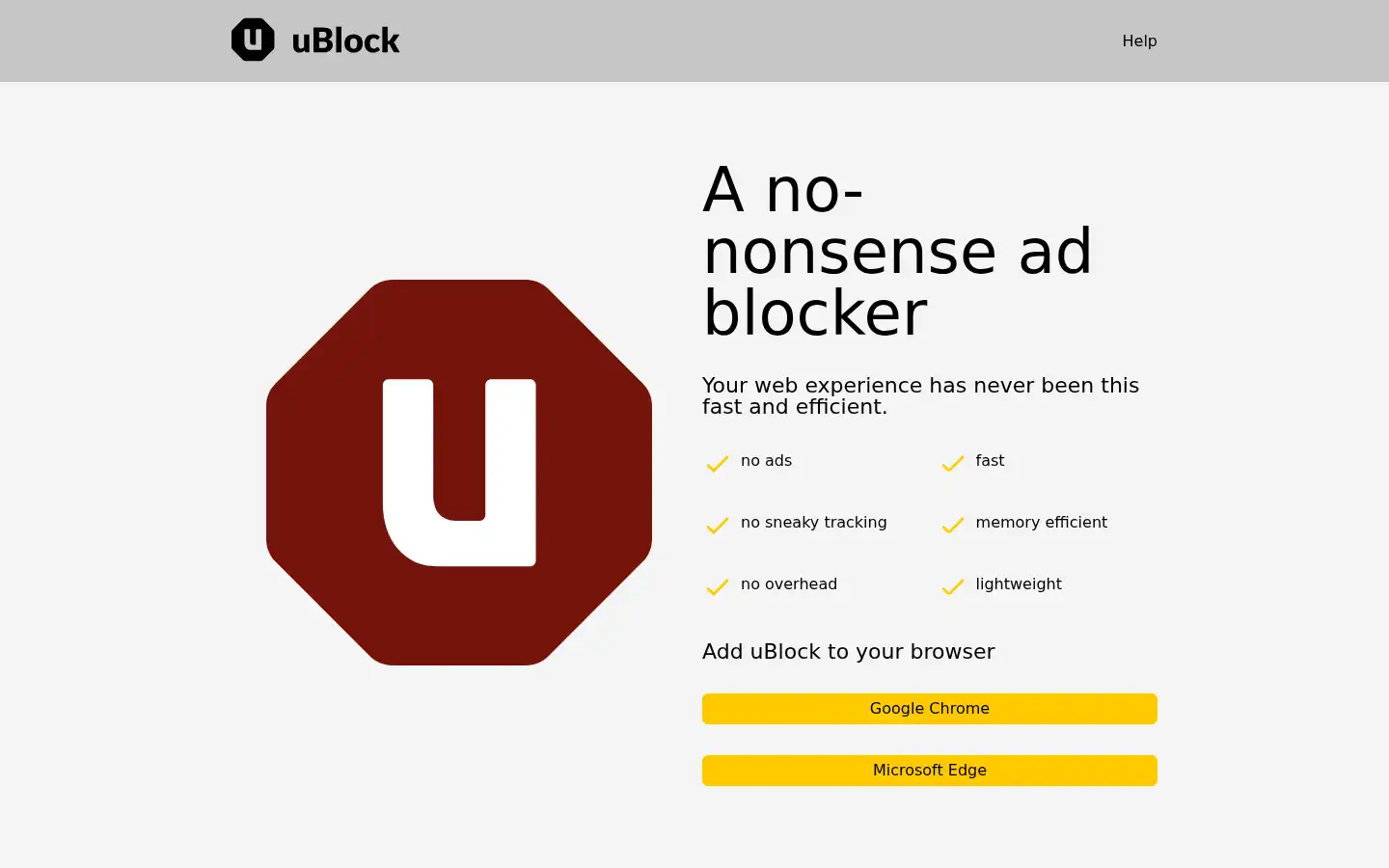 Screenshot of ublock.org