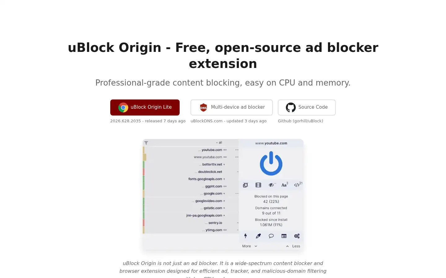 Screenshot of ublockorigin.com