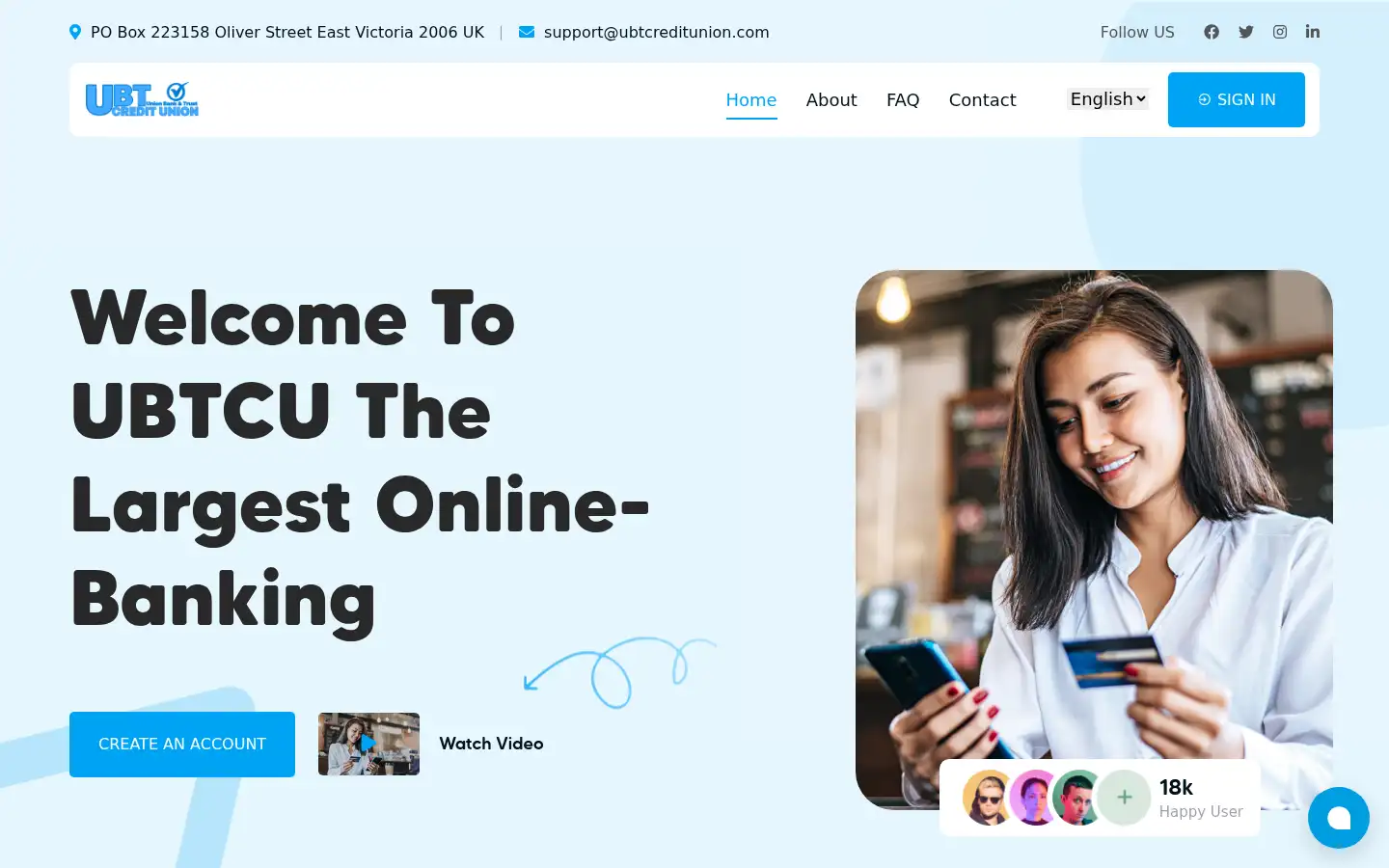 Screenshot of ubtcreditunion.com