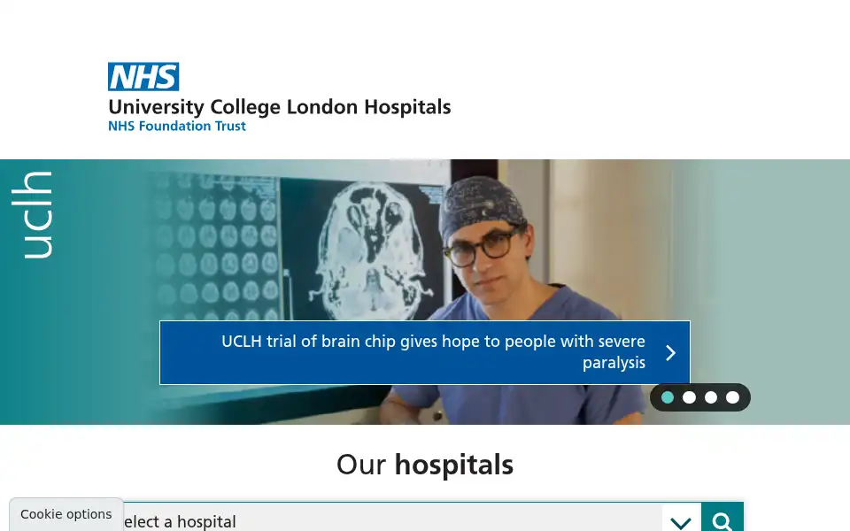 Screenshot of uclh.nhs.uk