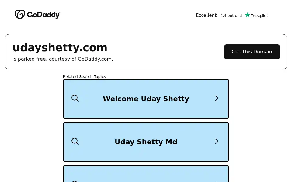Screenshot of udayshetty.com