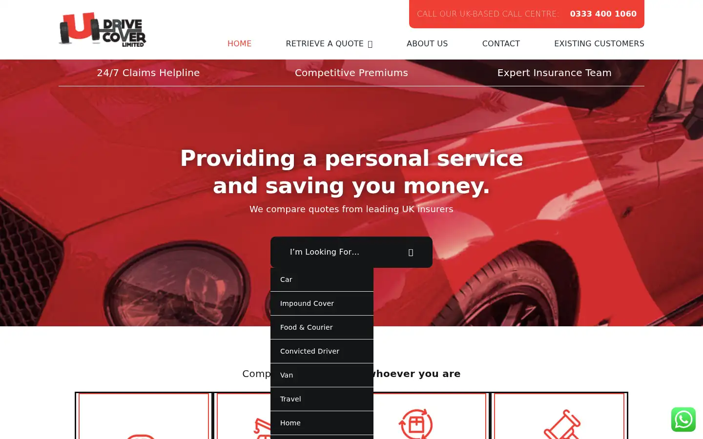 Screenshot of udrivecover.com