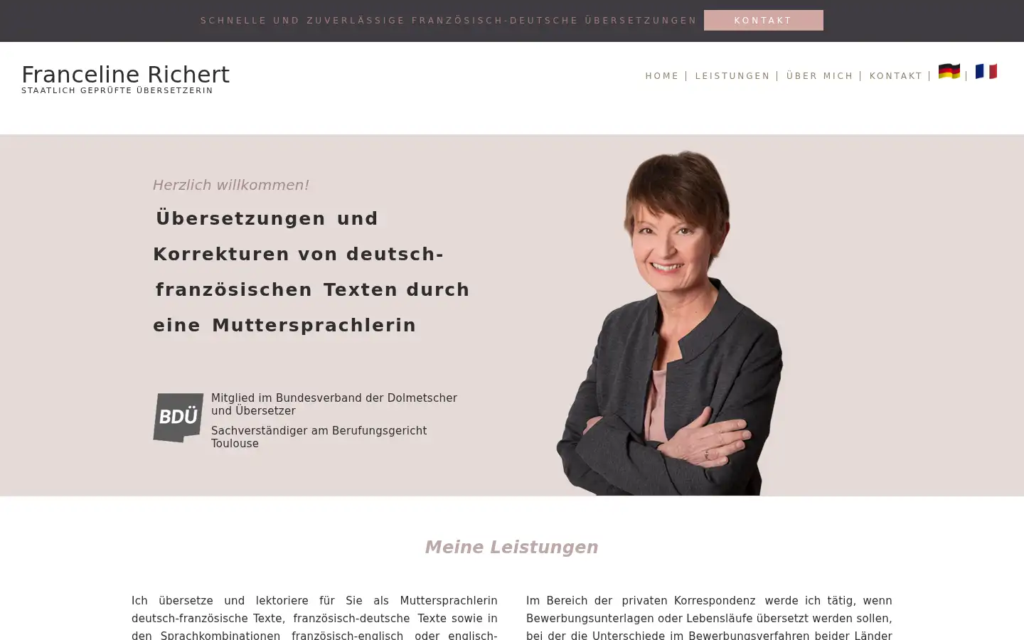 Screenshot of uebersetzerin-franzoesisch-deutsch.de