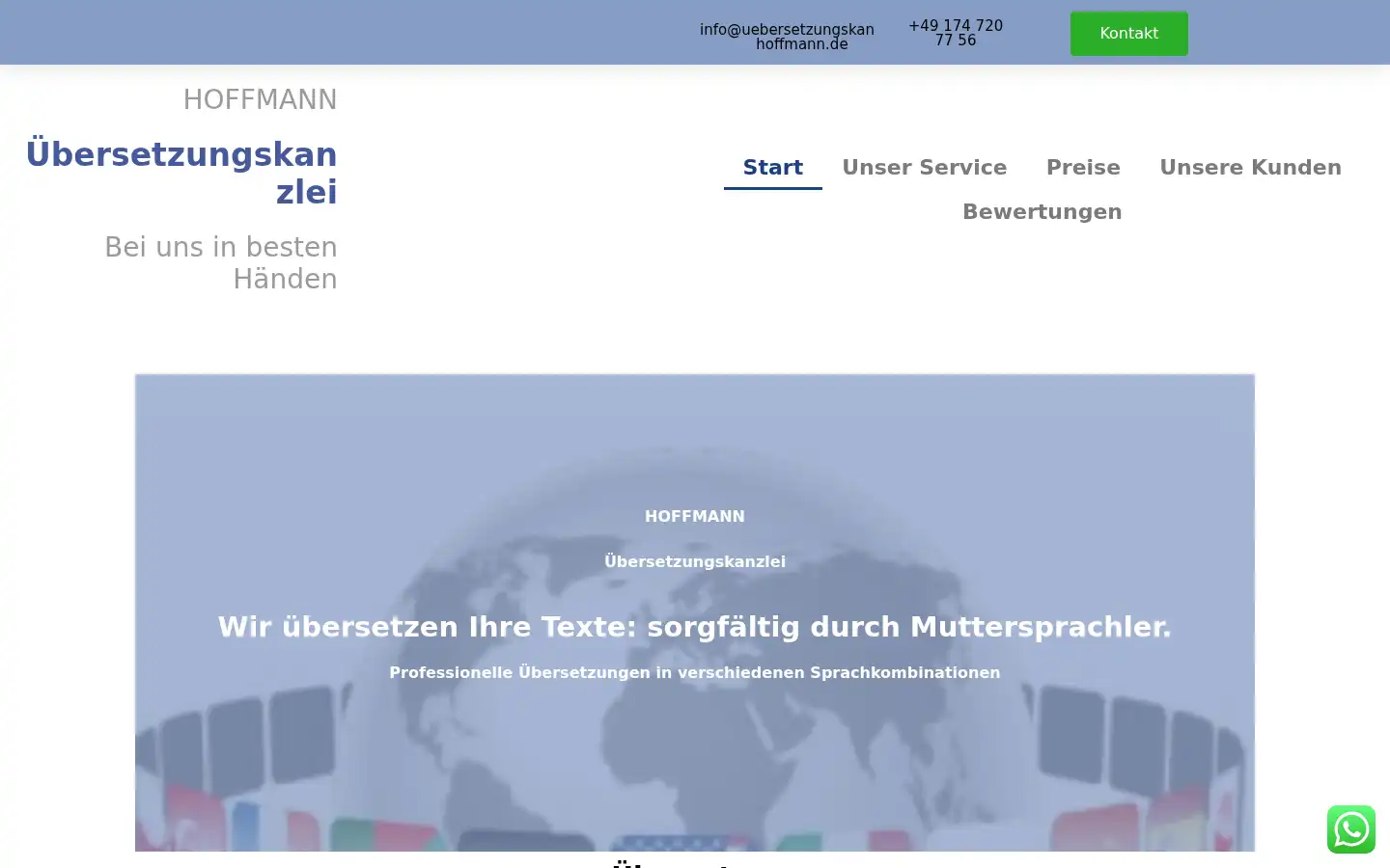 Screenshot of uebersetzungskanzlei-hoffmann.de