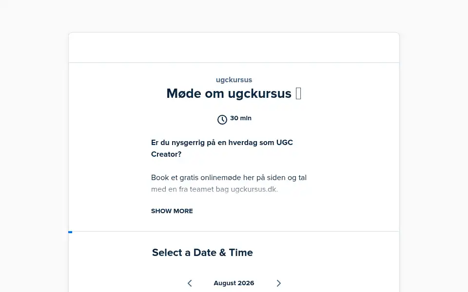 Screenshot of ugckursus.dk