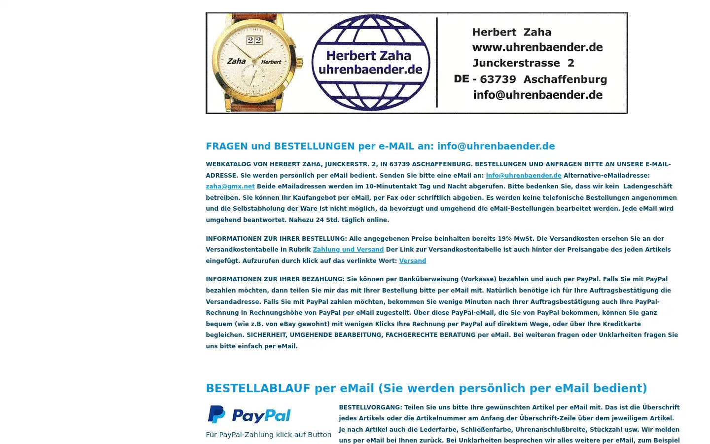 Screenshot of uhrenbaender.com